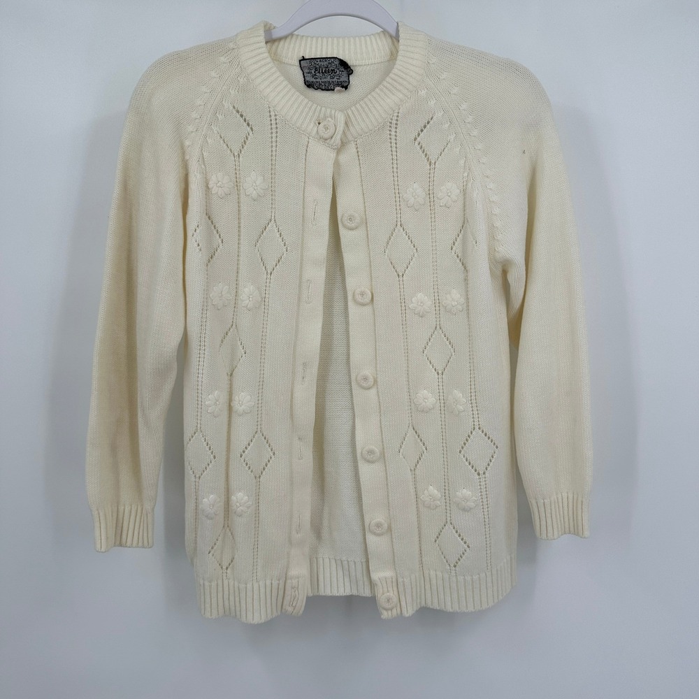 Womens Vintage Cottagecore Cardigan Sweater Size M Shabby Chic Feminine Coquette